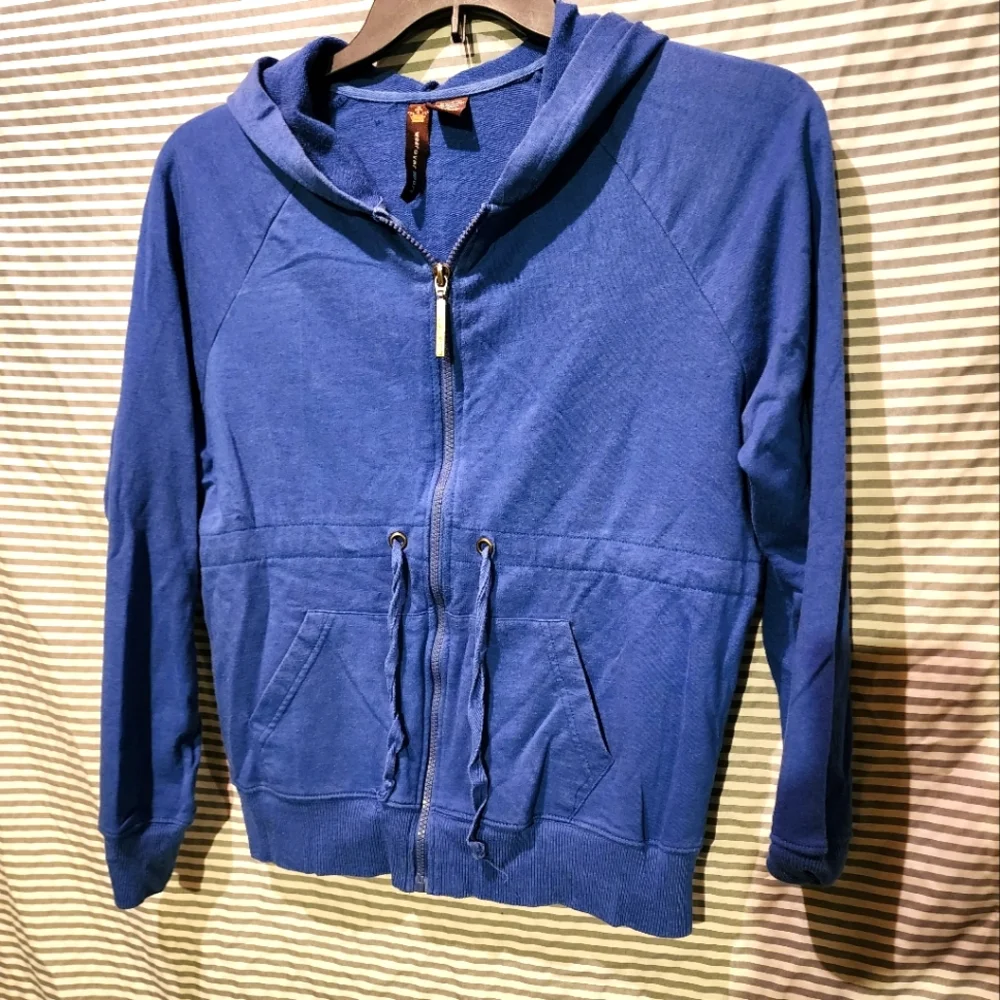 Womens Zip Up Hoodie-Blue-Lightweight-Lg - Picture 1 of 4